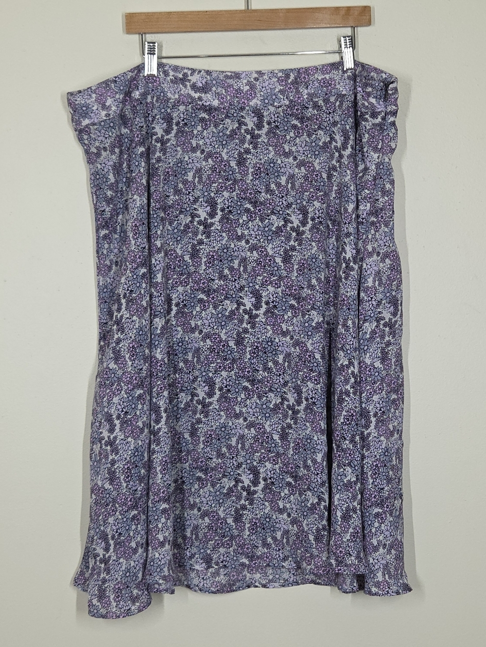 Vtg Y2K Purple Lavender Ditsy Floral Midi Skirt Fairy Cottagecore Dainty 20W